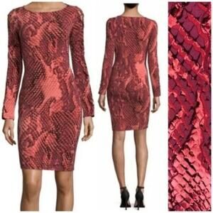 Project Runway Red Snakeskin Print Long Sleeve Mini Dress Women's Size XS